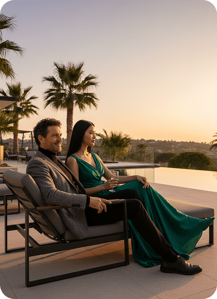 Mann und Frau sitzen auf Sofa